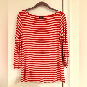 Bobeau striped boat-neck 3/4 sleeve shirt - Womens L